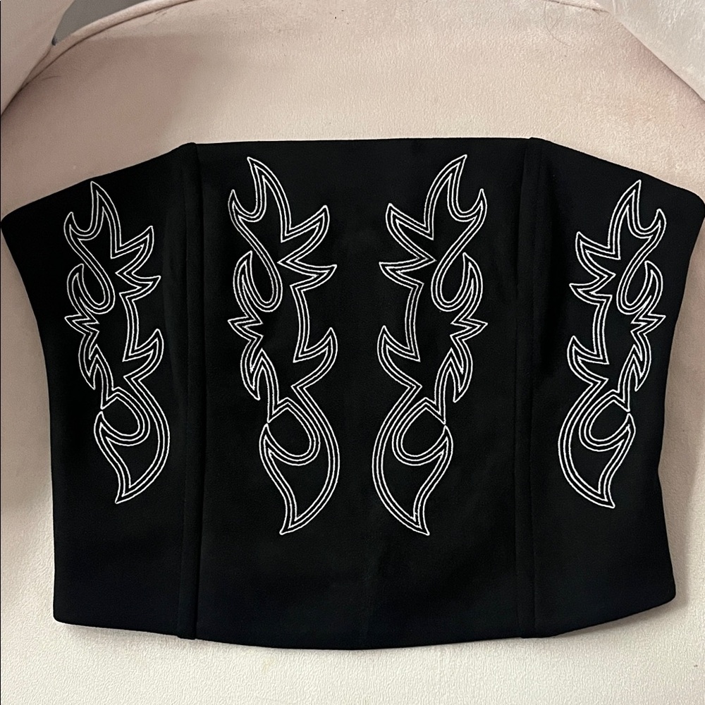 Black Embroidered western Women's Top
